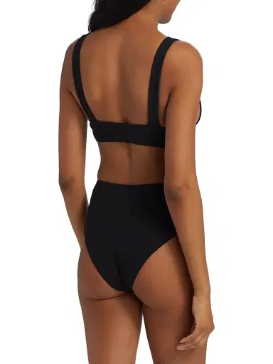 Kiki de Montparnasse Women's Echauffe V-Neck Bikini Top - Black | Thumbnail 4