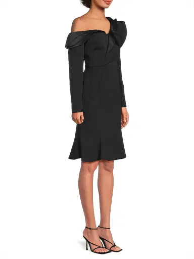 Shani Women's Ruffle Crepe One-Shoulder Knee-Length Dress - Black - Size 12 | Thumbnail 4