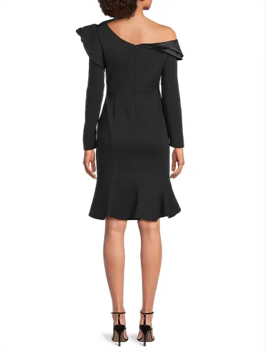Shani Women's Ruffle Crepe One-Shoulder Knee-Length Dress - Black - Size 12 | Thumbnail 5