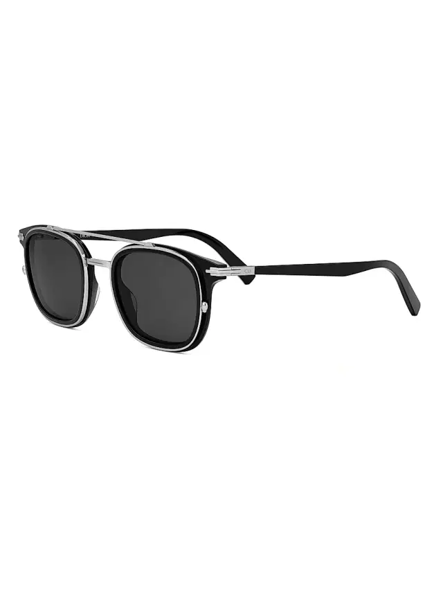 Dior Men's BlackSuit S14I 49MM Square Sunglasses - Shiny Black And Smoke
