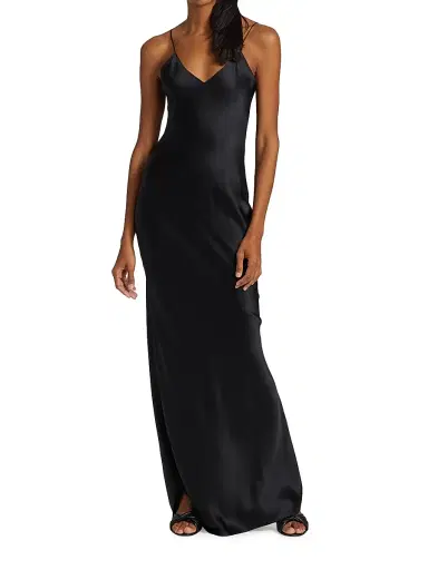 Nili Lotan Women's Cami Silk Charmeuse Gown - Black | Thumbnail 2 Nili Lotan Women's Cami Silk Charmeuse Gown - Black | Thumbnail 2