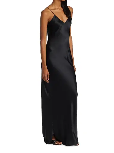 Nili Lotan Women's Cami Silk Charmeuse Gown - Black | Thumbnail 3 Nili Lotan Women's Cami Silk Charmeuse Gown - Black | Thumbnail 3