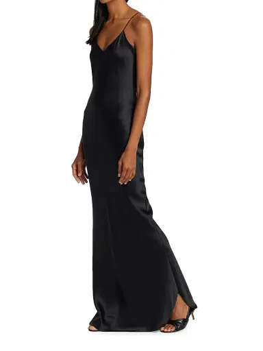 Nili Lotan Women's Cami Silk Charmeuse Gown - Black | Thumbnail 4 Nili Lotan Women's Cami Silk Charmeuse Gown - Black | Thumbnail 4