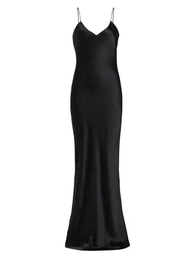 Nili Lotan Women's Cami Silk Charmeuse Gown - Black | Thumbnail 1 Nili Lotan Women's Cami Silk Charmeuse Gown - Black | Thumbnail 1