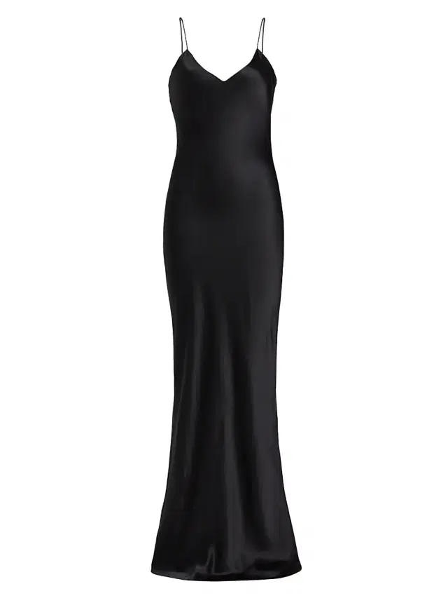 Women's Cami Silk Charmeuse Gown - Black