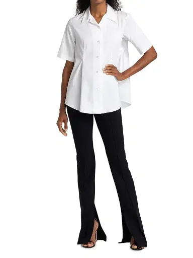 Adam Lippes Women's Eva Bonded Neoprene Flared Pants - Black | Thumbnail 2