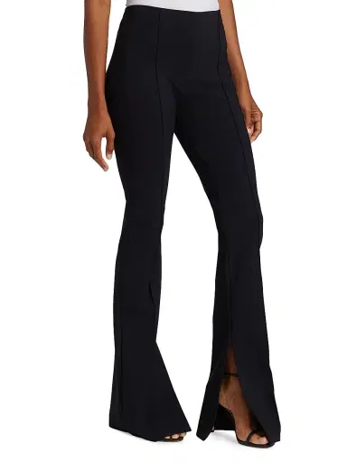 Adam Lippes Women's Eva Bonded Neoprene Flared Pants - Black | Thumbnail 4