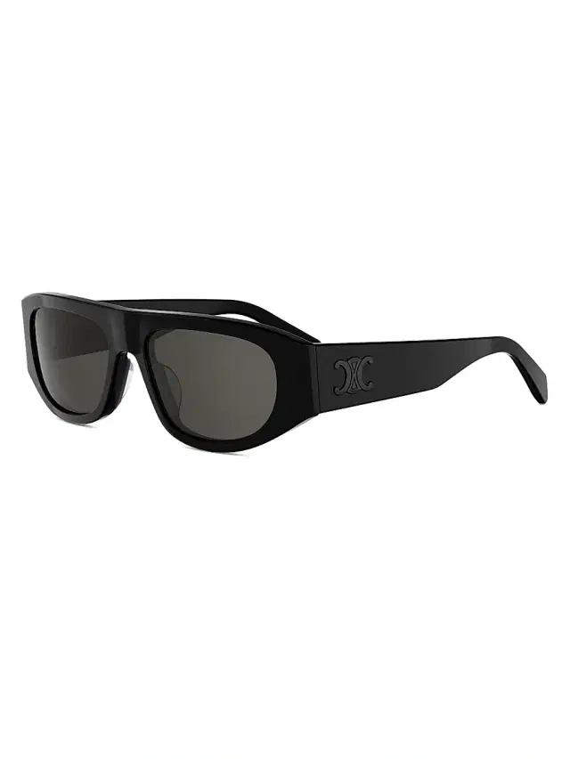 CELINE Men's Triomphe 55MM Geometric Sunglasses - Black