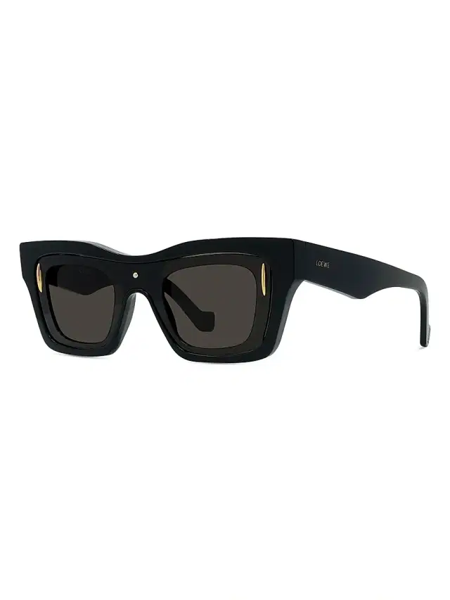 LOEWE Men's Signature 54MM Square Sunglasses - Shiny Black Brown