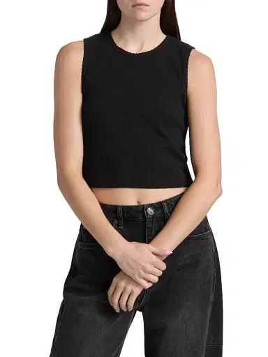 LESET Women's Pointelle Sleeveless Crewneck Top - Black - Size XL | Thumbnail 3 LESET Women's Pointelle Sleeveless Crewneck Top - Black - Size XL | Thumbnail 3