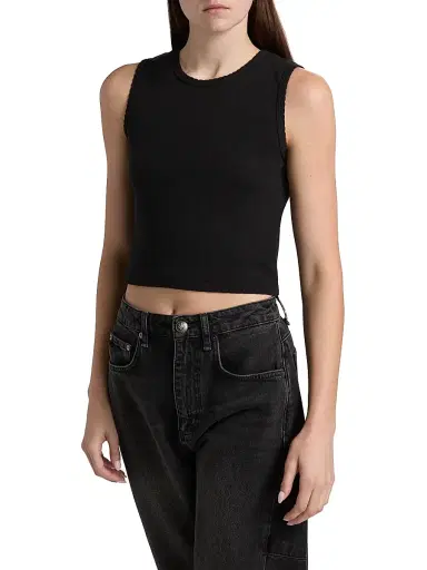LESET Women's Pointelle Sleeveless Crewneck Top - Black - Size XL | Thumbnail 4 LESET Women's Pointelle Sleeveless Crewneck Top - Black - Size XL | Thumbnail 4