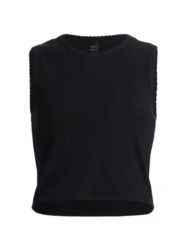 LESET Women's Pointelle Sleeveless Crewneck Top - Black - Size XL | Thumbnail 1 LESET Women's Pointelle Sleeveless Crewneck Top - Black - Size XL | Thumbnail 1