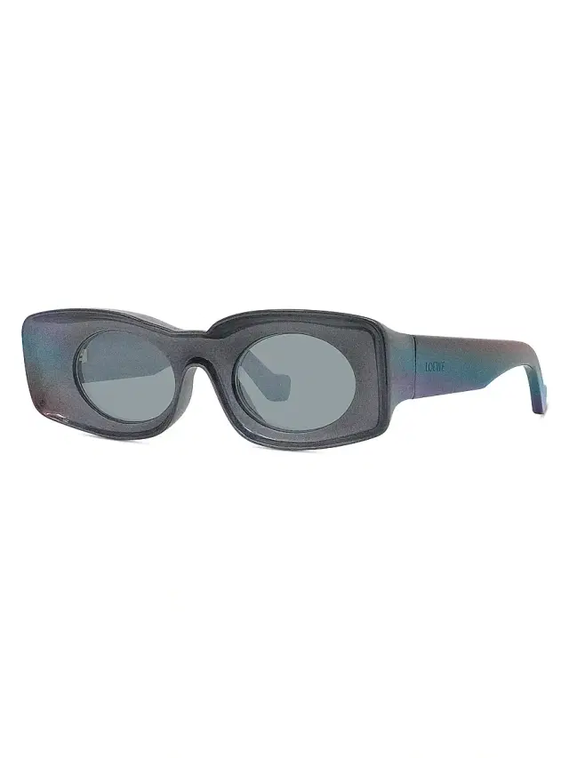 LOEWE Men's  x Paula's Ibiza 49MM Square Sunglasses - Black Sparkle Blue Mirror