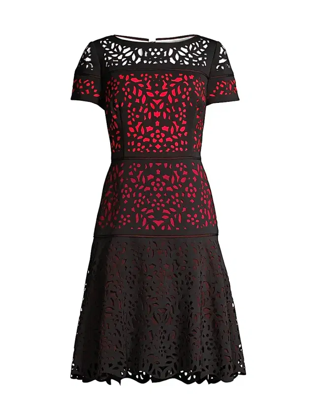 Shani Women's Laser Cut Ombre Dress - Black Red