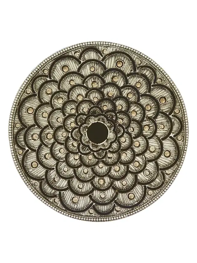 Tizo Crystal Enameled Coaster - Silver Black