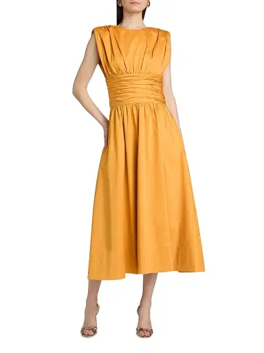 Toccin Women's Evangeline Ruched Stretch-Cotton Midi-Dress | Thumbnail 3