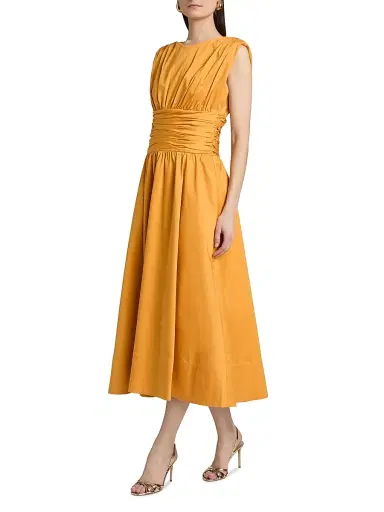Toccin Women's Evangeline Ruched Stretch-Cotton Midi-Dress | Thumbnail 4