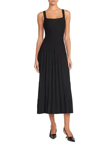 Staud Women's Ellison Knit Pleated Midi-Dress | Thumbnail 2 Staud Women's Ellison Knit Pleated Midi-Dress | Thumbnail 2