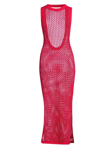 BEACH RIOT Women's Holly Net Cover-Up Midi-Dress - Red - Size Large | Thumbnail 1