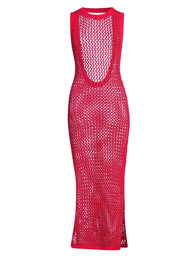 Beach Riot Women's Holly Net Cover-Up Midi-Dress - Red