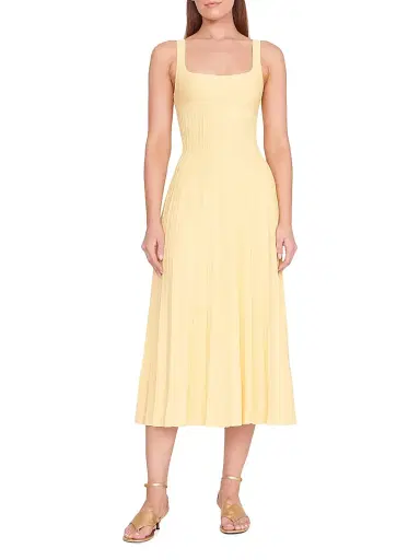 Staud Women's Ellison Knit Pleated Midi-Dress | Thumbnail 2
