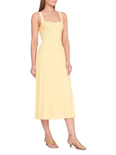 Staud Women's Ellison Knit Pleated Midi-Dress | Thumbnail 3