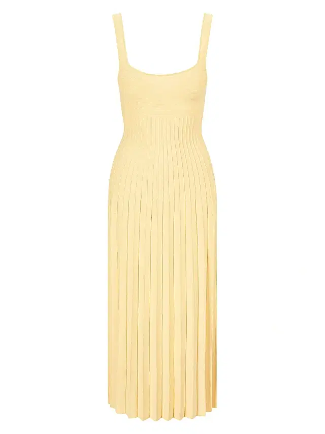 Women's Ellison Knit Pleated Midi-Dress - Lemon Drop