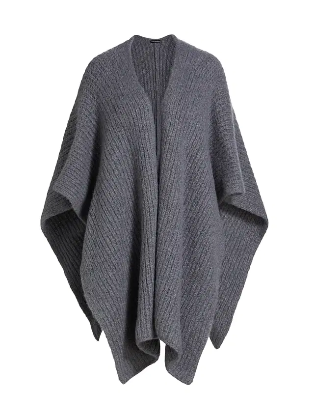 Sofia Cashmere Women's Cashmere-Silk Chunky Knit Cape - Grey