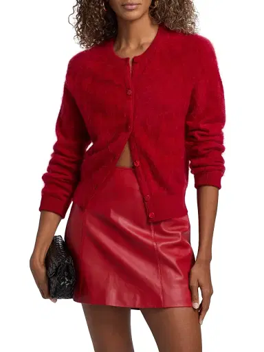 Cami NYC Women's Dorian Cashmere Crewneck Cardigan - Poppy | Thumbnail 3