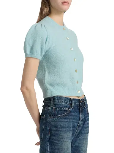 DÔEN Women's Anisa Alpaca-Wool Puff-Sleeve Cardigan - Glass Slipper - Size XS | Thumbnail 4