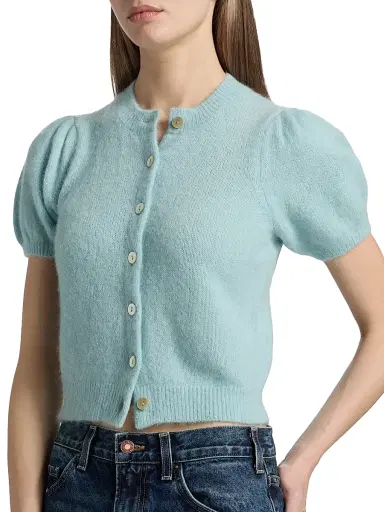 DÔEN Women's Anisa Alpaca-Wool Puff-Sleeve Cardigan - Glass Slipper - Size XS | Thumbnail 6