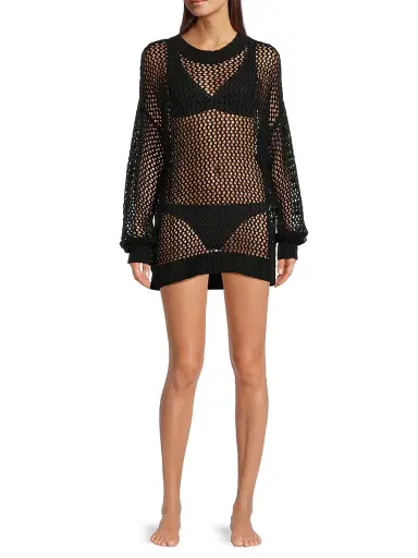 BEACH RIOT Women's Hilary Cotton-Blend Knit Sweater - Black - Size Large | Thumbnail 2