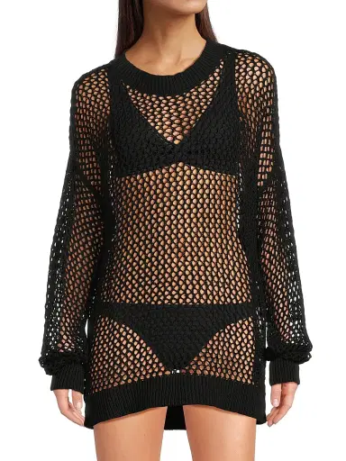 BEACH RIOT Women's Hilary Cotton-Blend Knit Sweater - Black - Size Large | Thumbnail 3