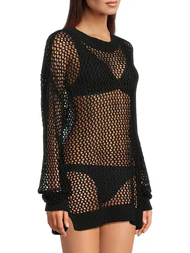 BEACH RIOT Women's Hilary Cotton-Blend Knit Sweater - Black - Size Large | Thumbnail 4
