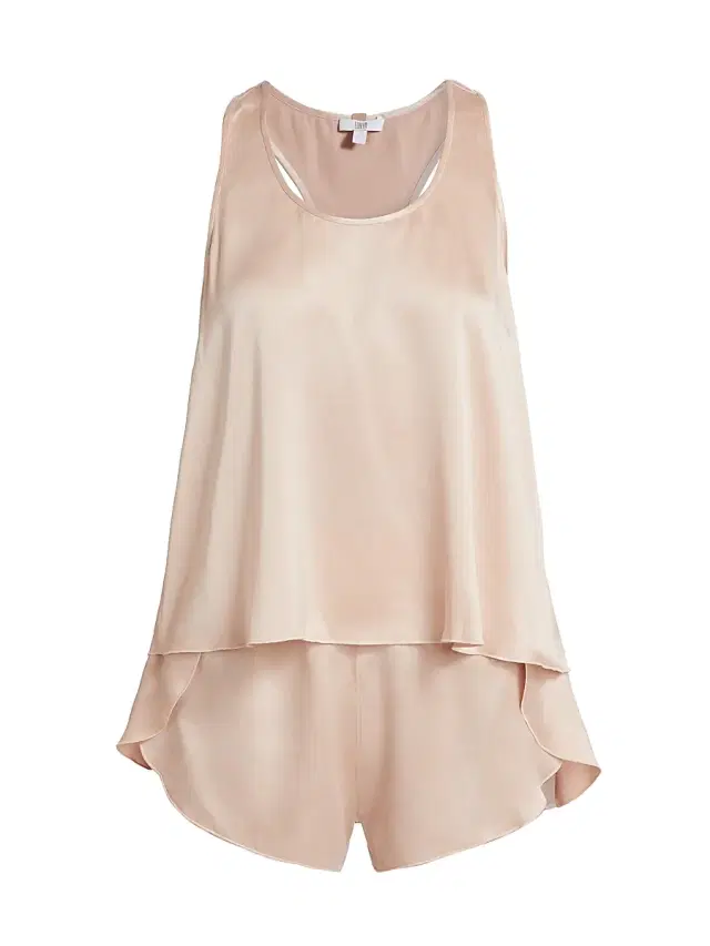 Lunya Women's Washable Silk Tulip-Back Pajama Set - Delicate Pink