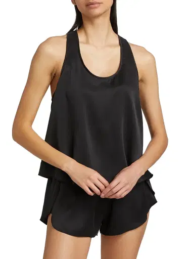 Lunya Women's Washable Silk Tulip-Back Pajama Set - Immersed Black - Size XS | Thumbnail 3