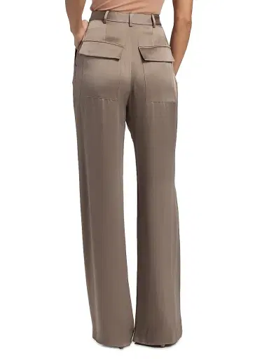 LAPOINTE Women's Pleated Satin Relaxed-Fit Pants - Cinder | Thumbnail 5