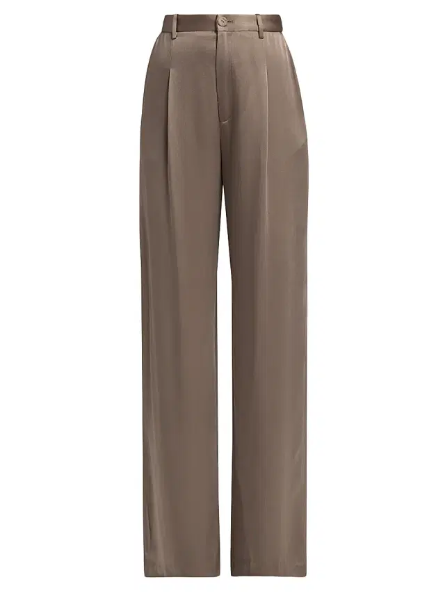 LAPOINTE Women's Pleated Satin Relaxed-Fit Pants - Cinder