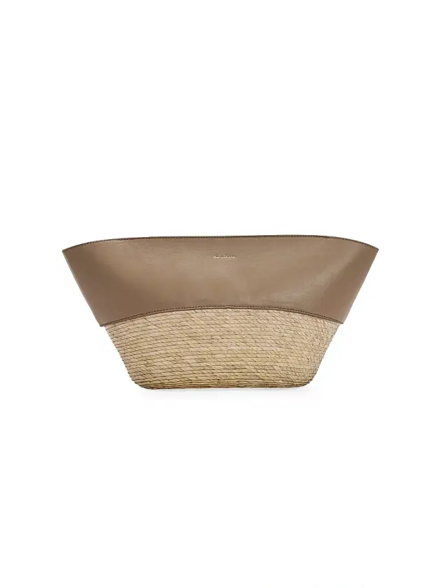 Altuzarra Women's Basket Woven Palm & Leather Clutch - Mouton