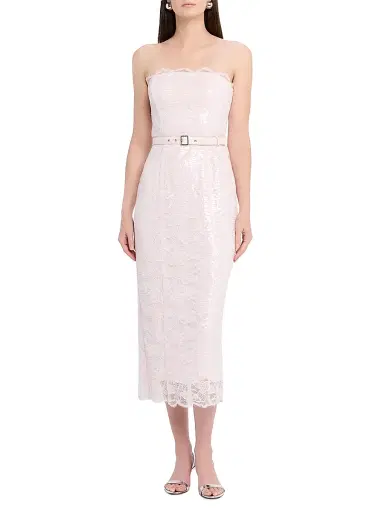 Toccin Women's Vivian Strapless Belted Lace Midi-Dress | Thumbnail 2