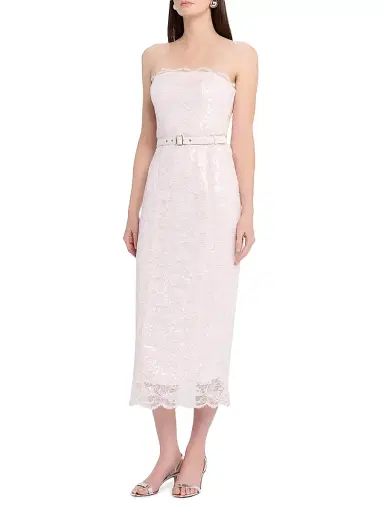 Toccin Women's Vivian Strapless Belted Lace Midi-Dress | Thumbnail 3