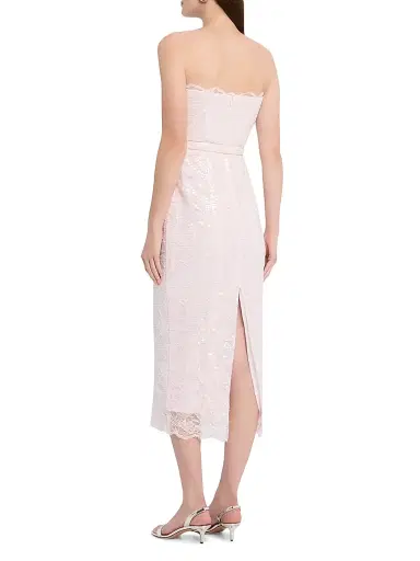 Toccin Women's Vivian Strapless Belted Lace Midi-Dress | Thumbnail 4