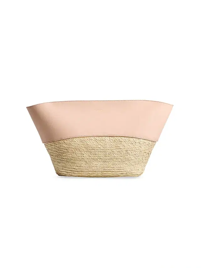 Altuzarra Women's Basket Woven Palm & Leather Clutch - Pale Blush