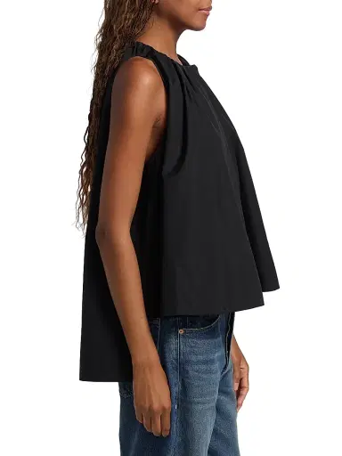 Co Women's Gathered High-Low Cotton Poplin Top | Thumbnail 4 Co Women's Gathered High-Low Cotton Poplin Top | Thumbnail 4