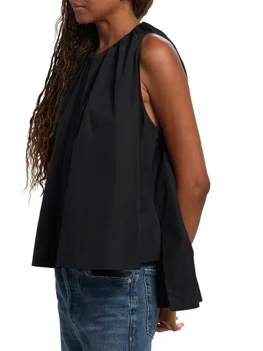 Co Women's Gathered High-Low Cotton Poplin Top | Thumbnail 6 Co Women's Gathered High-Low Cotton Poplin Top | Thumbnail 6