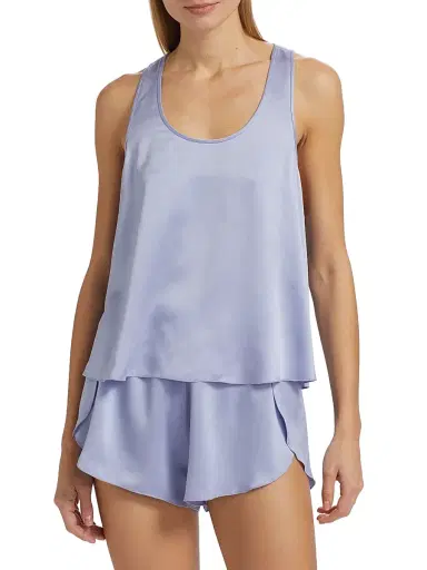 Lunya Women's Washable Silk Tulip-Back Pajama Set - Periwinkle Eve | Thumbnail 3