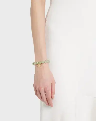 Sydney Evan 14k Gold Prehnite Beaded Bracelet with Diamond Evil Eye Charm | Thumbnail 2 Sydney Evan 14k Gold Prehnite Beaded Bracelet with Diamond Evil Eye Charm | Thumbnail 2