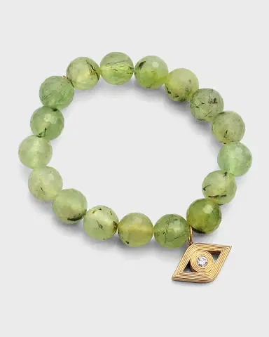 Sydney Evan 14k Gold Prehnite Beaded Bracelet with Diamond Evil Eye Charm | Thumbnail 4 Sydney Evan 14k Gold Prehnite Beaded Bracelet with Diamond Evil Eye Charm | Thumbnail 4