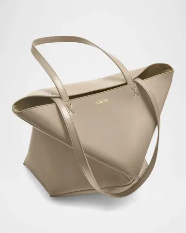 Loewe Puzzle Fold Medium Tote Bag in Shiny Leather | Thumbnail 3