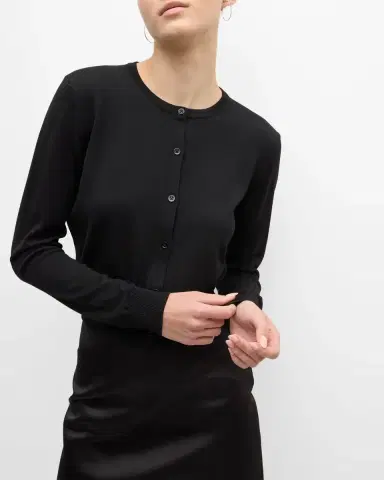 Carolina Herrera Crew-Neck Wool Cardigan | Thumbnail 7